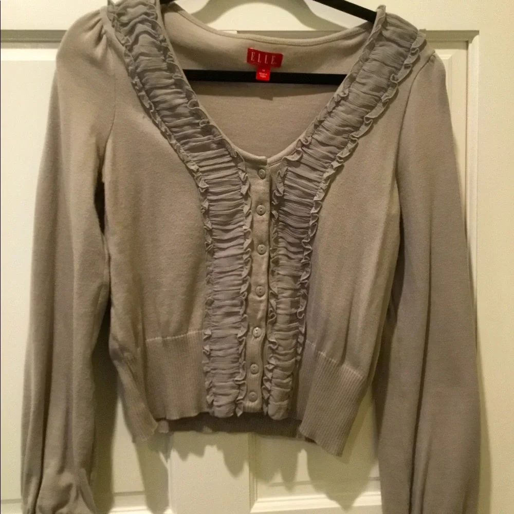 ELLE Cropped Ruffle Sweater - Picture 1 of 6